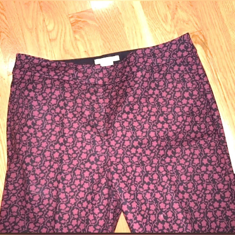 Boden Richmond 7/8 Pants Size 10P Black & Wine Floral
